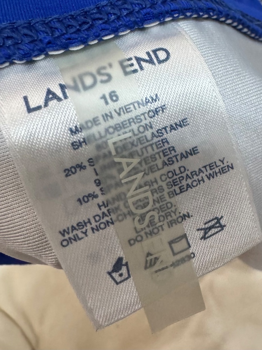 Lands’ End Tankini Swimsuit Set Blue and White Medallion Print Size 16 - Picture 6 of 11